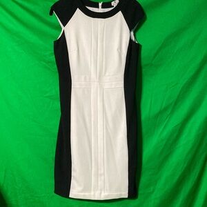 Black/white Fitted Sheath Scoop Neck size 6